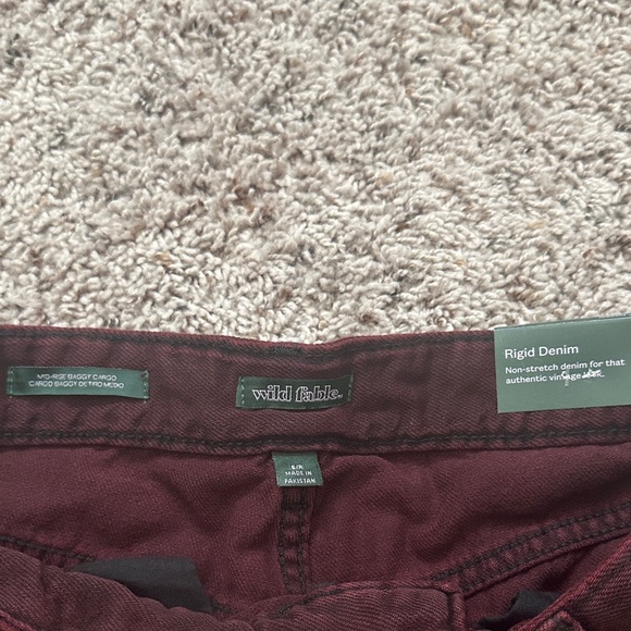 Wild Fable Women's Burgundy Cargo Wide Leg Pants - Picture 2 of 8